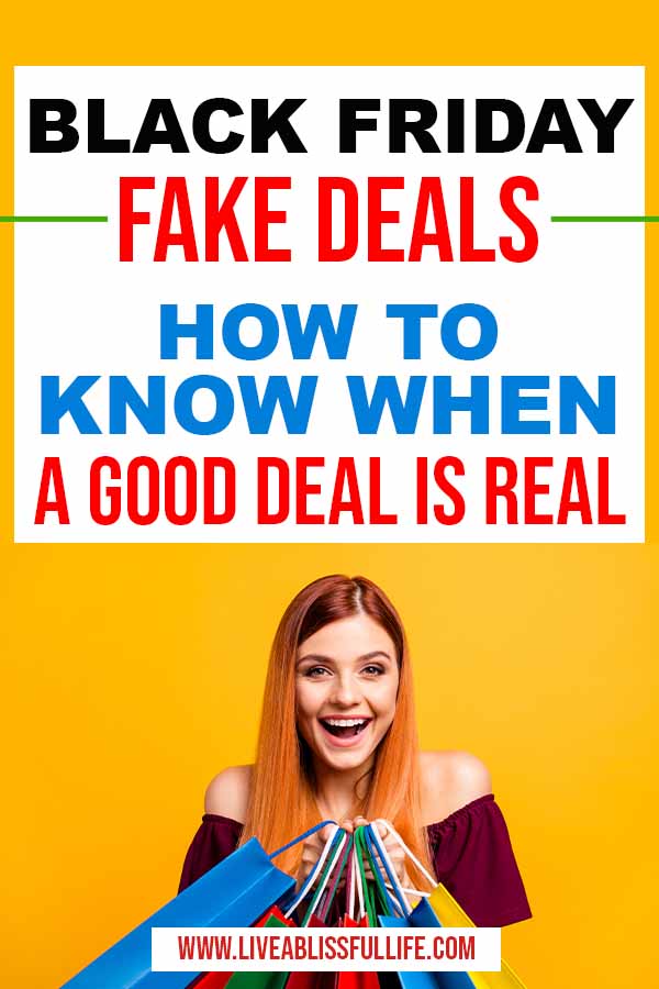 Image: Happy woman holding a lot of shoppings
Text: Black Friday Fake Deals - how to know when a good deal is real
