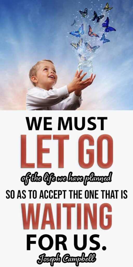 Image: Young boy setting 11 butterflies free
Text: "We must let go of the life we have planned, so as to accept the one that is waiting for us. - Joseph Campbell"