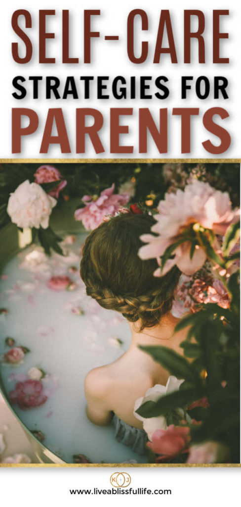 text: self-care strategies for parents
image: woman in a floral milk bath