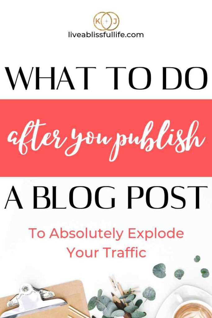image: coffee, leaf, and office paraphernalia
text: what to do after you publish a blog post