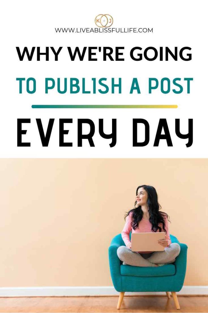 text: why we're going to publish ever day
image: woman on a teal chair with a laptop on her lap