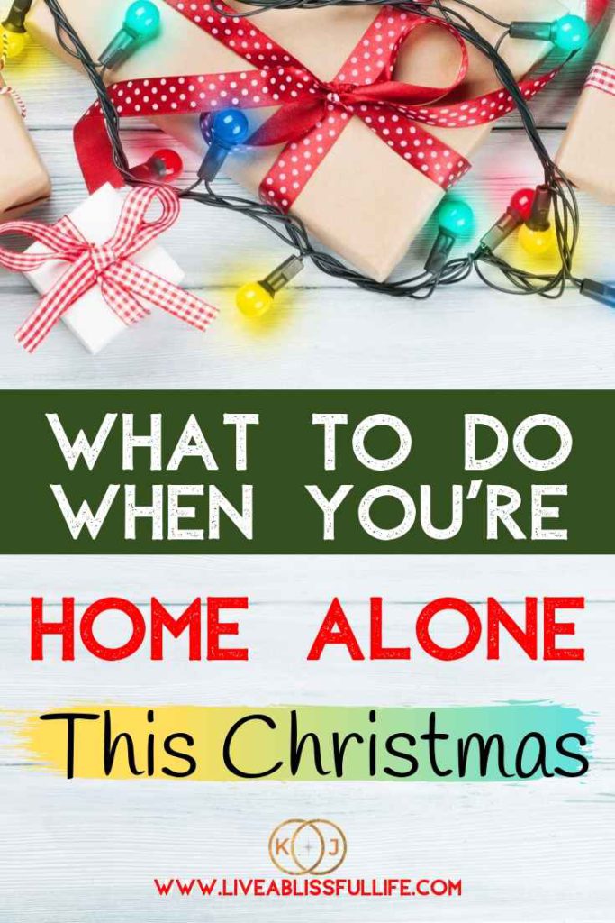 Image: Christmas lights and gifts
Text: What To Do When You're Home Alone This Christmas